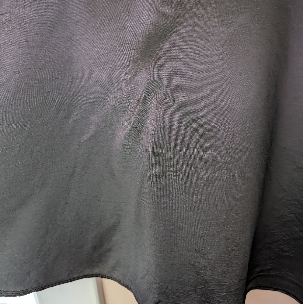 Vintage Formal Floor Length Maxi Skirt Satin Dark Grey Silver Chrome Small/Med - Picture 9 of 16
